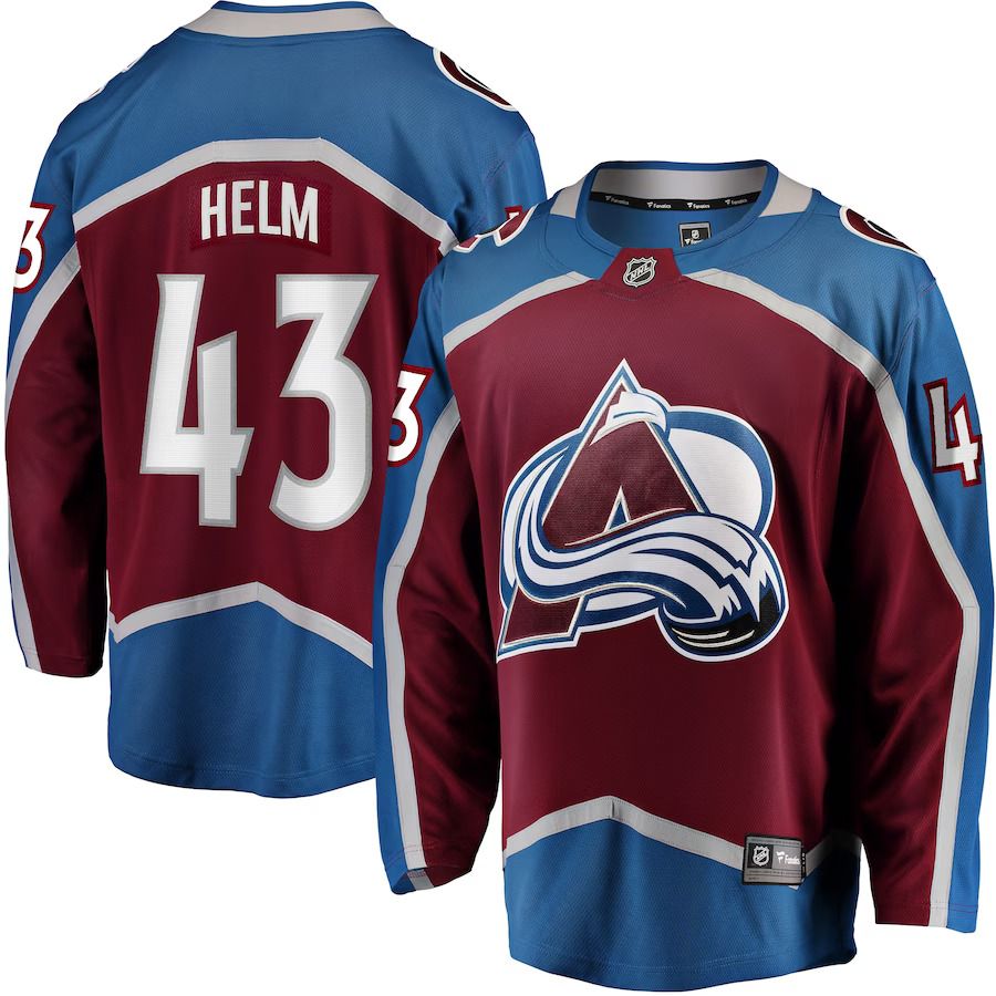 Men Colorado Avalanche 43 Darren Helm Fanatics Branded Burgundy Home Breakaway Player NHL Jersey